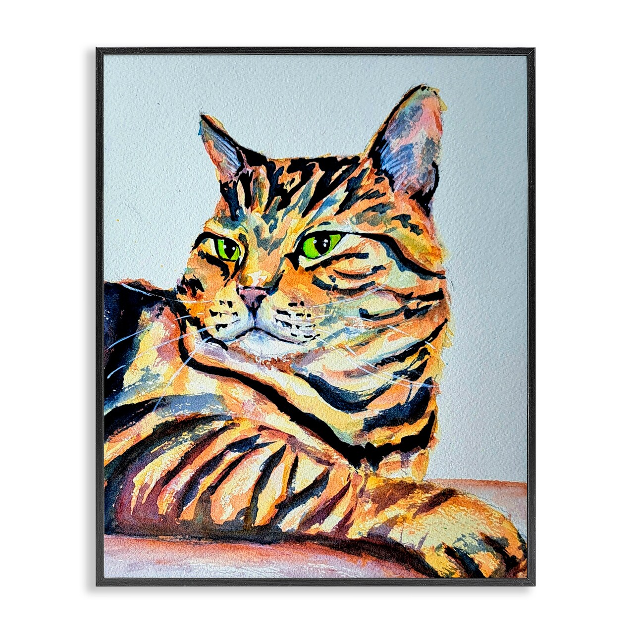 Stupell Industries Striped Orange Cat Pose Framed Giclee, design by Tatiana Roberts